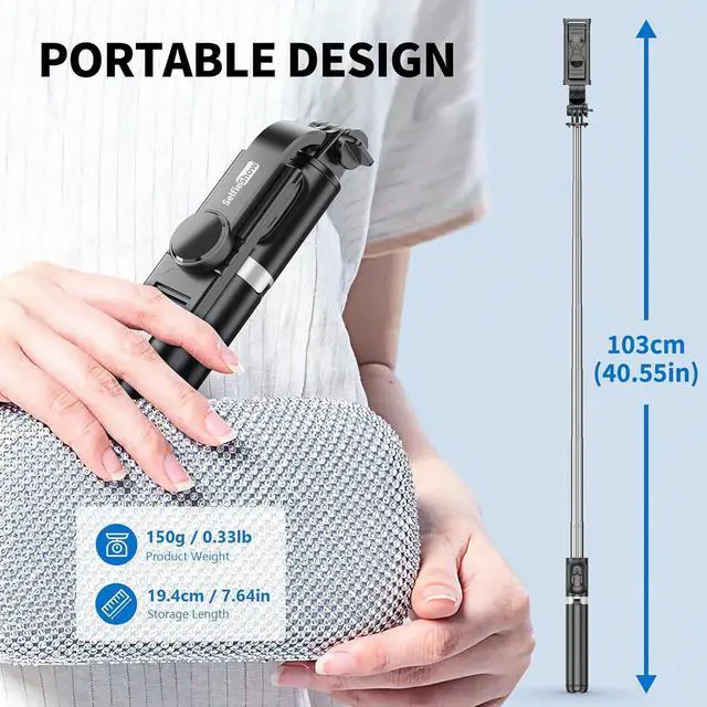 Alt view image 5 of 7 - Selfie Stick Tripod, All in One Extendable & Portable iPhone Tripod Selfie Stick with Wireless Remote Compatible with iPhone 16 15 14 13 12 11 pro Xs Max 8 7, Galaxy Note10/S20/S10/OnePlus 9/9 PRO etc
