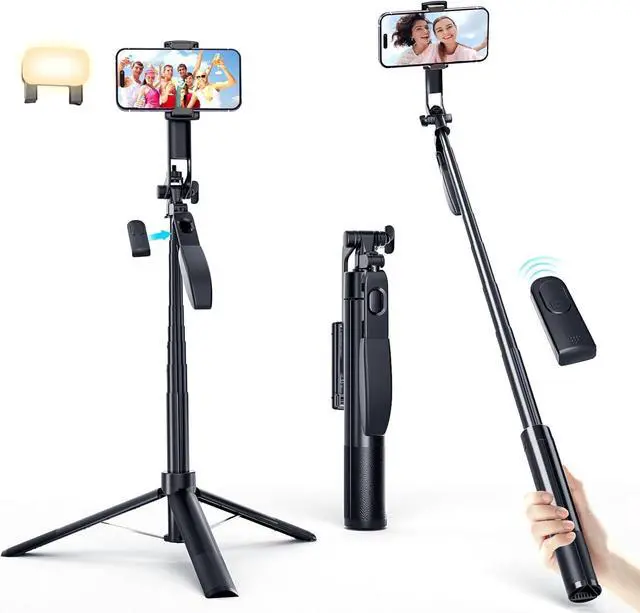 Main image of Marchpower 67'' Tripod for Cell Phone, Selfie Stick for iPhone Android with Remote and Light, Panoramic Photography Portable Travel Tripod for Video Recording/Live Streaming/Photography/Vlog