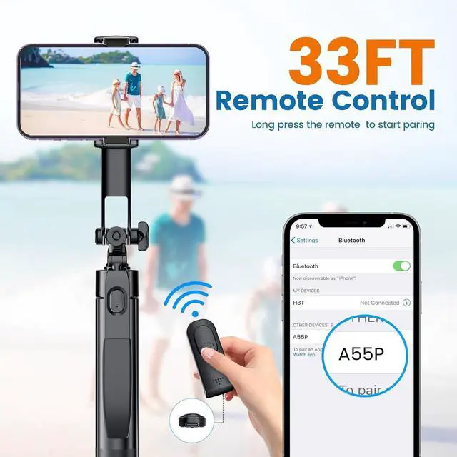 Alt view image 5 of 7 - Marchpower 67'' Tripod for Cell Phone, Selfie Stick for iPhone Android with Remote and Light, Panoramic Photography Portable Travel Tripod for Video Recording/Live Streaming/Photography/Vlog