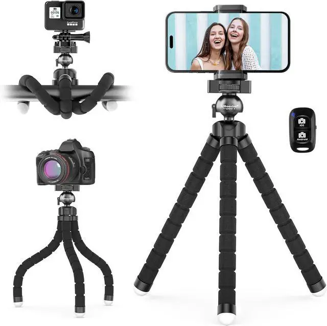 Main image of UBeesize Phone Tripod Pro S, Premium Flexible Phone Tripod with Wireless Remote, Mini Tripod Stand for Camera GoPro/Mobile (Upgraded), Black