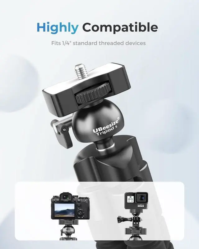 Alt view image 2 of 6 - UBeesize Phone Tripod Pro S, Premium Flexible Phone Tripod with Wireless Remote, Mini Tripod Stand for Camera GoPro/Mobile (Upgraded), Black