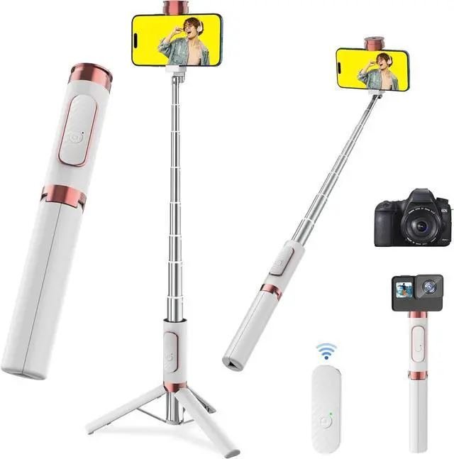 Main image of CellphoneTripod with Remote, Aluminum Alloy Selfie Stick Tripod, Best Foldable Mini Extendable Tripod Stand 270° Rotation Compatible with iPhone/Android Travel Essentials