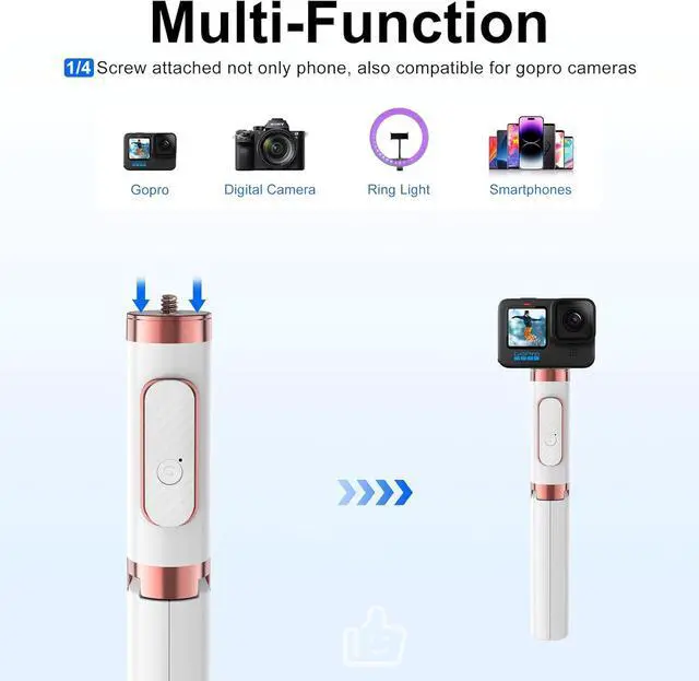 Alt view image 2 of 7 - CellphoneTripod with Remote, Aluminum Alloy Selfie Stick Tripod, Best Foldable Mini Extendable Tripod Stand 270° Rotation Compatible with iPhone/Android Travel Essentials