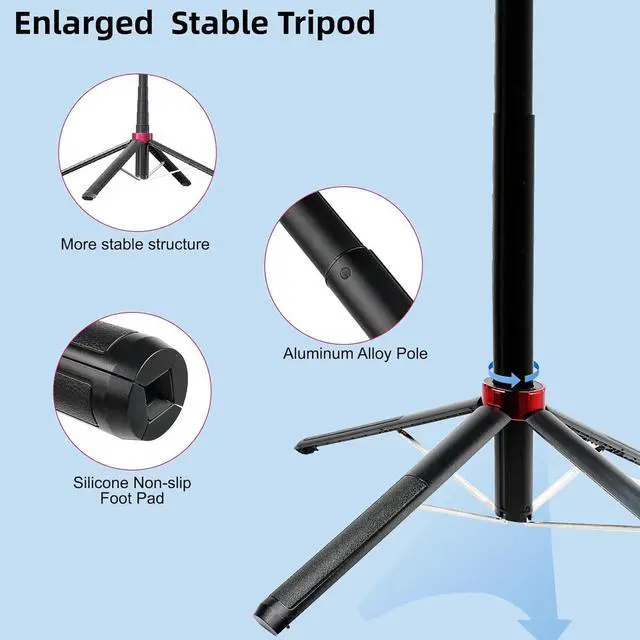 Alt view image 6 of 7 - WOVTE 71" Selfie Stick with 2 Lights, Extendable Stand for iPhone, Selfie Stick with Remote, Portable Phone Tripod for Cell Phone Compatible with iPhone/Android, Camera & GoPro