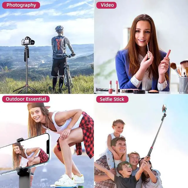 Alt view image 7 of 7 - WOVTE 71" Selfie Stick with 2 Lights, Extendable Stand for iPhone, Selfie Stick with Remote, Portable Phone Tripod for Cell Phone Compatible with iPhone/Android, Camera & GoPro