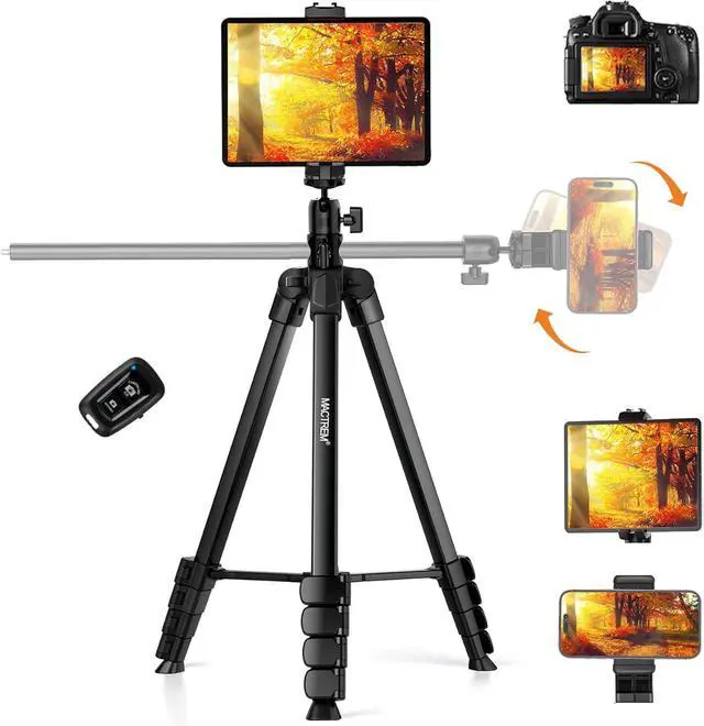 Main image of MACTREM Phone Tripod with Selfie Stick, 70" Horizontal Overhead Tripod for iPhone iPad, Camera Tripod Stand with Wireless Remote for Video Recording/Selfies/Live Stream/Vlogging