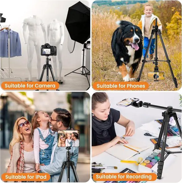 Alt view image 5 of 7 - MACTREM Phone Tripod with Selfie Stick, 70" Horizontal Overhead Tripod for iPhone iPad, Camera Tripod Stand with Wireless Remote for Video Recording/Selfies/Live Stream/Vlogging