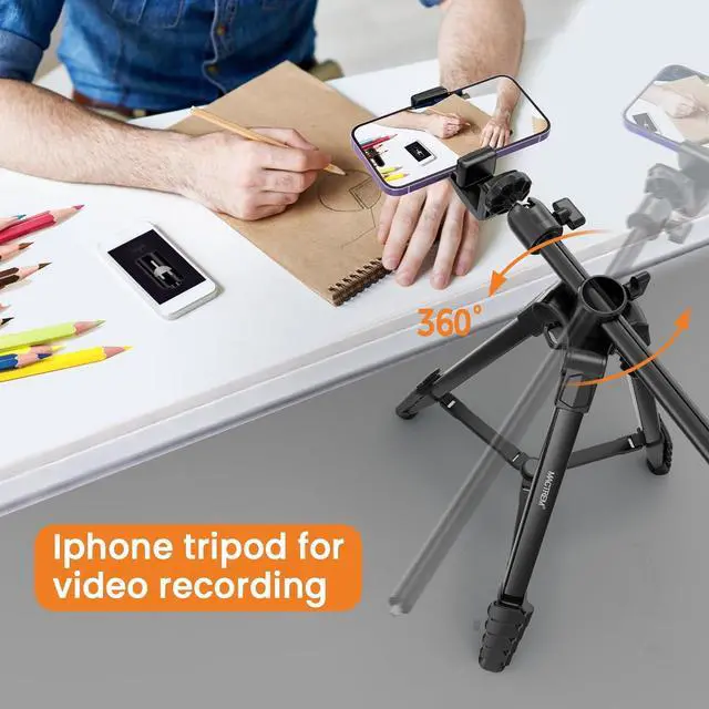 Alt view image 6 of 7 - MACTREM Phone Tripod with Selfie Stick, 70" Horizontal Overhead Tripod for iPhone iPad, Camera Tripod Stand with Wireless Remote for Video Recording/Selfies/Live Stream/Vlogging