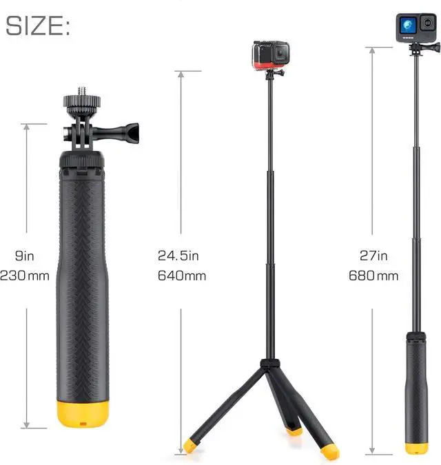 Alt view image 2 of 7 - Floating Hand Grip Underwater Waterproof Selfie Stick for GoPro Hero 13 12 11 10 9 8 7 6 5 4 3,Floating Tripod, Hand Grip,Selfie Stick Pole,Tripod Stand, Extended Monopod Go Pro Accessories