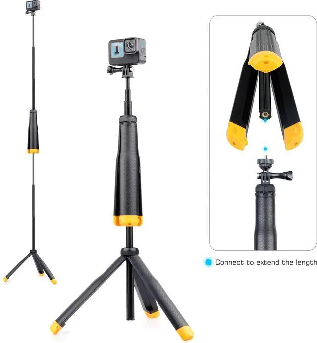 Alt view image 3 of 7 - Floating Hand Grip Underwater Waterproof Selfie Stick for GoPro Hero 13 12 11 10 9 8 7 6 5 4 3,Floating Tripod, Hand Grip,Selfie Stick Pole,Tripod Stand, Extended Monopod Go Pro Accessories