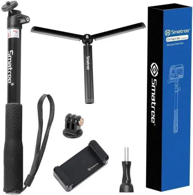 Alt view image 7 of 7 - Smatree Telescoping Selfie Stick with Tripod Compatible for GoPro Hero 13/12/11/10/9/8/7/6/5/Insta360, for OSMO 5 Pro4/3/Ricoh Theta, Compact Camera and Phone