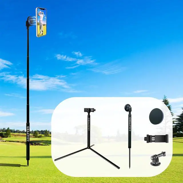 Main image of Monopod and Tripod Selfie Stick to Record Golf Swing - Multi Functional Phone Holder with Magnetic and Phone Holder - Golf Training Aid - Compatible with All iPhone Android Phone