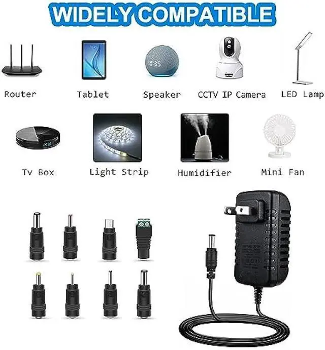 Alt view image 2 of 7 - 12V 2A Power Supply, Universal Power Adapter with 8 Selectable Plug, Power Adapter for Led Power Supply, CCTV Camera, BT Speaker, GPS, Webcam, Router - 2000mA Max