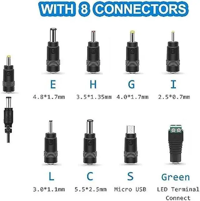 Alt view image 3 of 7 - 12V 2A Power Supply, Universal Power Adapter with 8 Selectable Plug, Power Adapter for Led Power Supply, CCTV Camera, BT Speaker, GPS, Webcam, Router - 2000mA Max