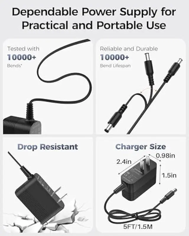 Alt view image 4 of 5 - 12V Power Supply AC Adapter 12 Volt Charger Universal Power Adapter for DC in 12V Power Cord with 10 Interchangeable Jacks for 1000mA 900mA 800mA 700mA 600mA 500mA 400mA 300mA 200mA 100mA Electronic