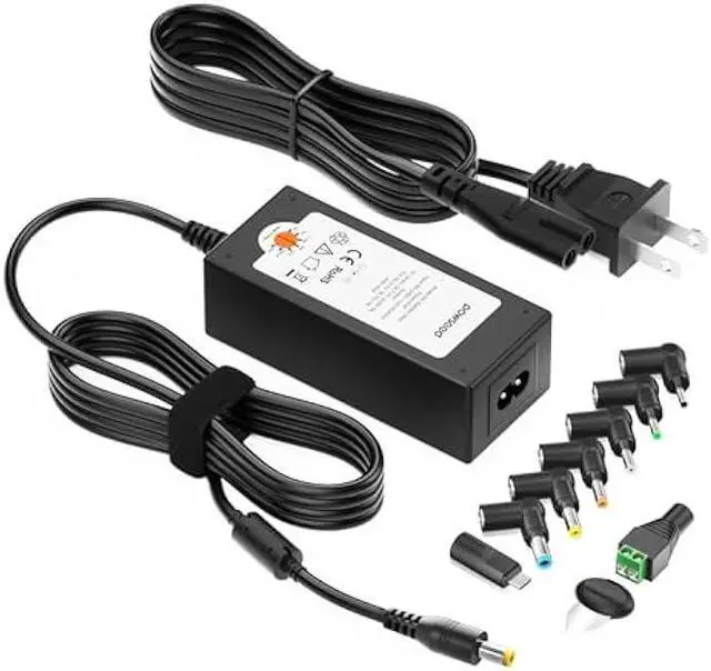 Main image of POWSEED Universal AC Adapter 45W 5V 6V 7.5V 9V 12V 13.5V 15V DC Power Supply 1A 2A 3A for Household Electronics Routers CCTV IP Cameras Speaker USB Hub Tablet LED Strips, 5FT Charger Cord
