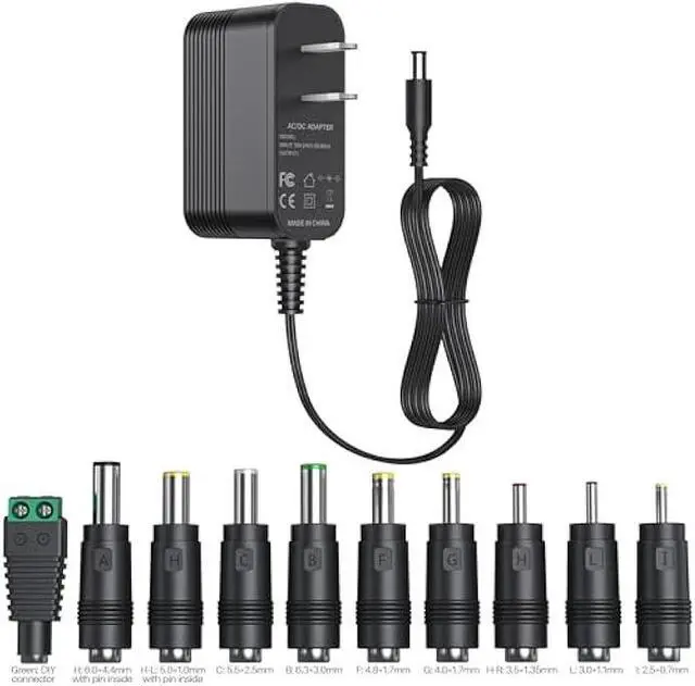 Main image of 14V DC Power Supply Power Cord Universal Power Adapter 14Volt 1A Charger with 10 Interchangeable Jacks for 100mA 200mA 300mA 400mA 500mA 600mA 700mA 800mA 900mA 1000mA Devices AC-DC Adapters