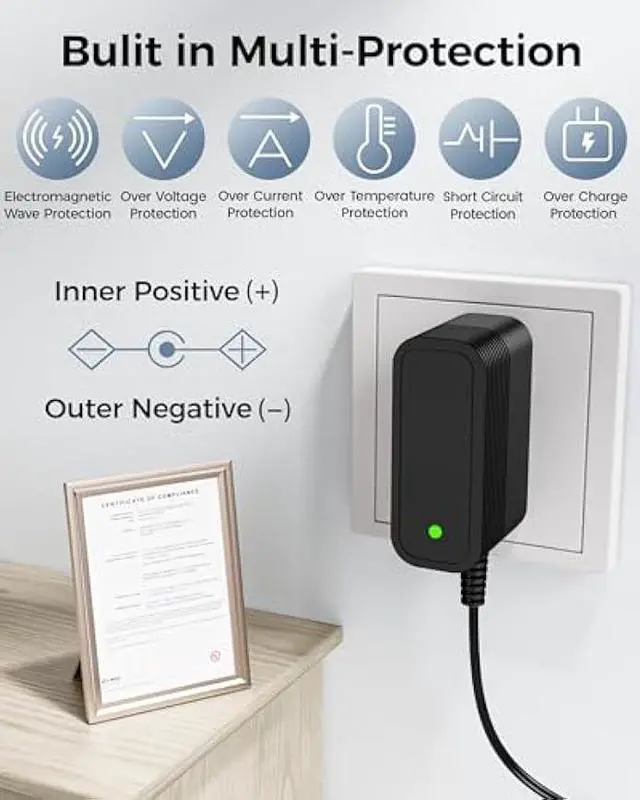Alt view image 5 of 5 - 14V DC Power Supply Power Cord Universal Power Adapter 14Volt 1A Charger with 10 Interchangeable Jacks for 100mA 200mA 300mA 400mA 500mA 600mA 700mA 800mA 900mA 1000mA Devices AC-DC Adapters