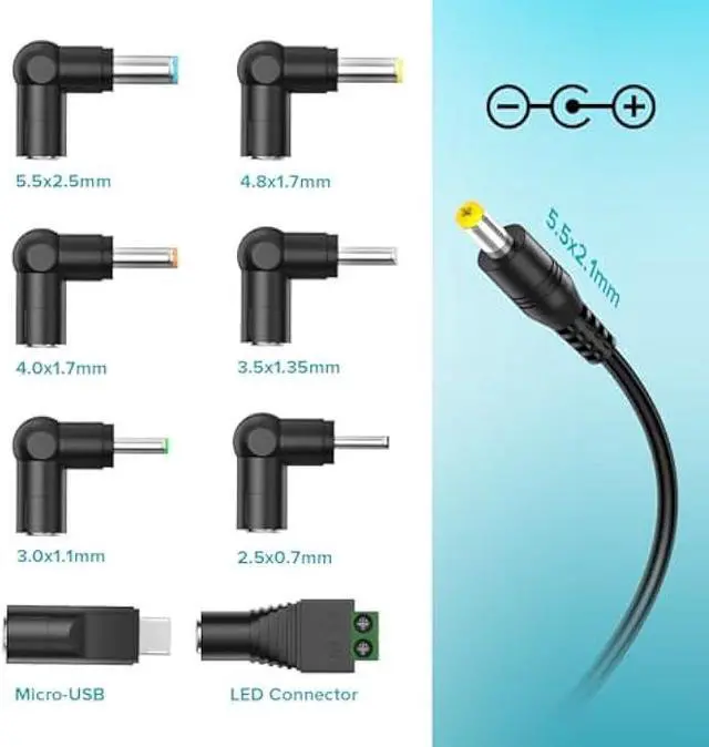 Alt view image 3 of 6 - POWSEED Universal AC Adapter 45W 5V 6V 7.5V 9V 12V 13.5V 15V DC Power Supply 1A 2A 3A for Household Electronics Routers CCTV IP Cameras Speaker USB Hub Tablet LED Strips, 5FT Charger Cord