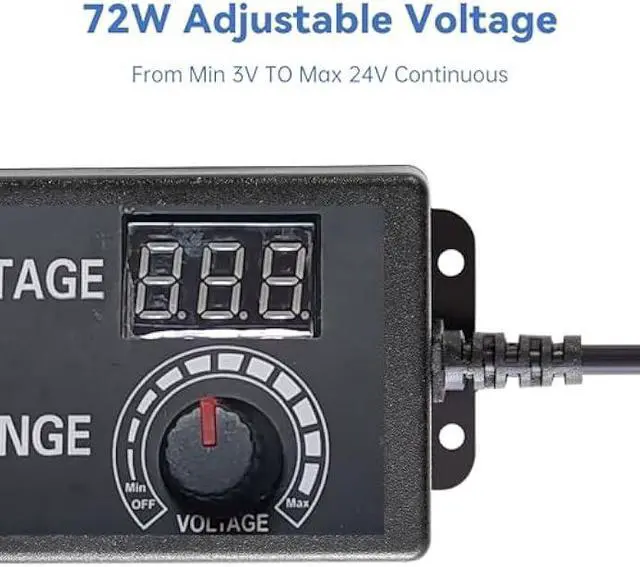 Alt view image 2 of 5 - 3V-24V 3A 72W Power Supply Adjustable DC from 3V to 24V Variable Universal Continuous AC/DC Adapter 100V-240V AC to DC Converter with 8 Tips.