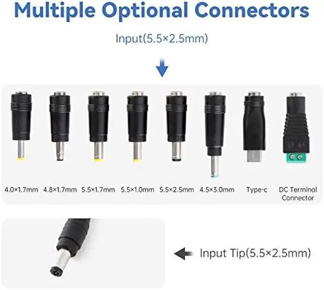 Alt view image 4 of 5 - 3V-24V 3A 72W Power Supply Adjustable DC from 3V to 24V Variable Universal Continuous AC/DC Adapter 100V-240V AC to DC Converter with 8 Tips.