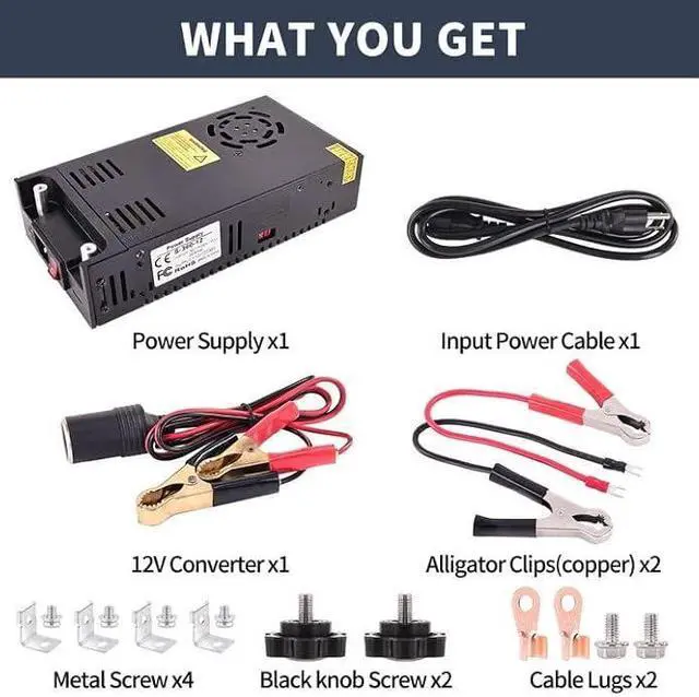 Alt view image 5 of 5 - DC 12V 30A 360W Power Supply Switch 110V/220 AC to 12V DC Converter PSU SMPS Adapter Adjustable Universal Transformer for RV, Radio/Car Stereos, LED Strip, CCTV, Computer Project, 3D Printer