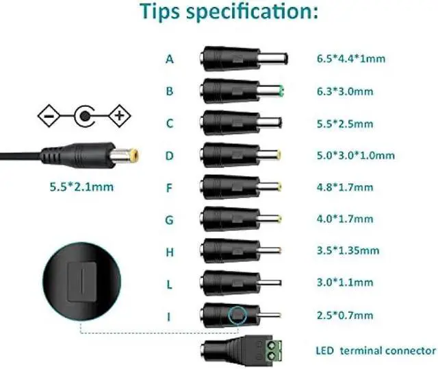 Alt view image 2 of 6 - Universal Power Supply 9V 2A AC Adapter 100-240V AC to DC 9V 1.8A 1.5A 1A 0.8A 0.5A 450mA Power Adapter for LED Strip Light CCTV Camera Router Modem Toys DVD IR Illuminator ADSL Cats DVR