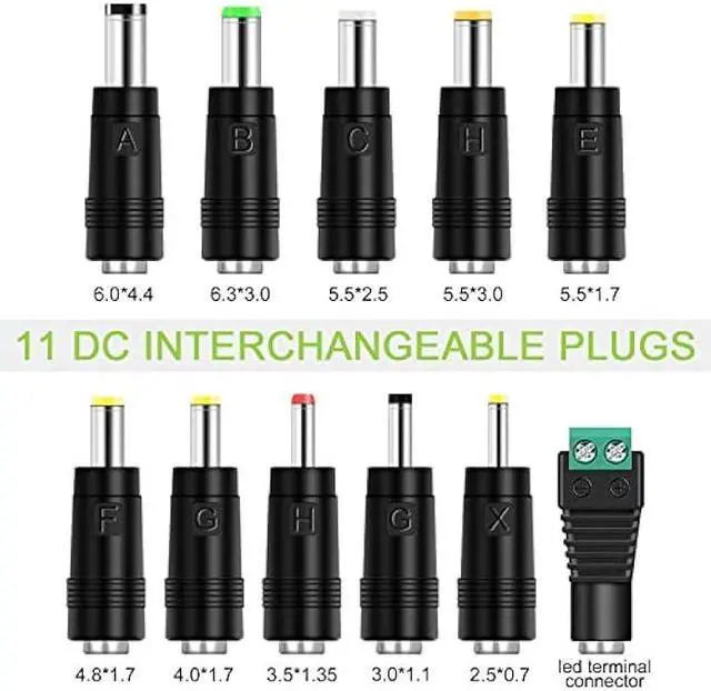 Alt view image 2 of 4 - 12V 1A Power Supply AC Adapter Charger [12 Volts 1 Amps Regulated Switching Power] with 11 Interchangeable DC Plug for 200mA 300mA 350mA 400mA 500mA 600mA 700mA 800mA 850mA 900mA 1000mA Equipment