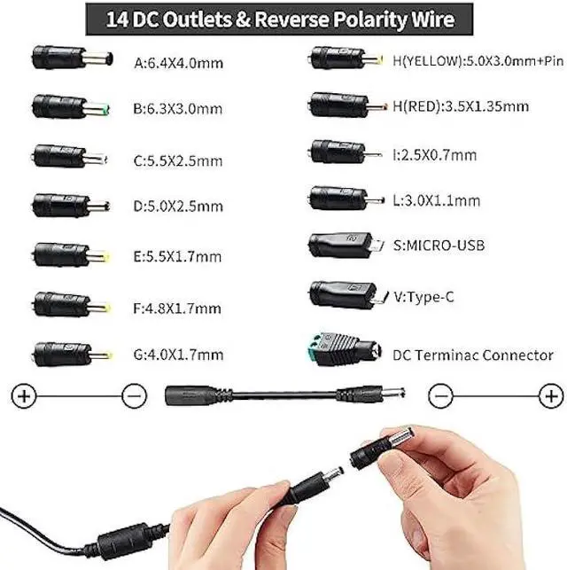 Alt view image 4 of 7 - 108W Universal Power Supply Adjustable 9V~36V DC Switching Adapter 100V-240V AC to DC Converter Transformer with LED Voltage Display,14 Tips & Polarity Converter,9V12V15V18V20V24V...36V Power Supply