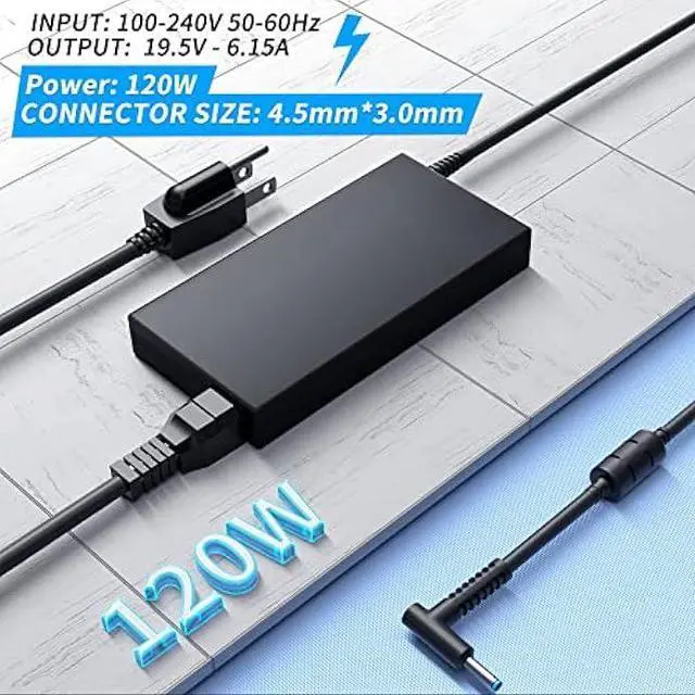 Alt view image 2 of 7 - VHBW Replacement for HP 120W Power Adapter Compatible with HP USB-C Dock G5 USB-C/A Universal Dock G2 5TW13AA Envy 15 17 Series Omen 15-5000 5100 5200 710415-001 L41856-001 120W AC Adapter