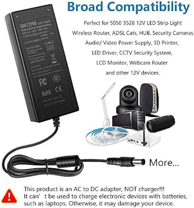 Alt view image 6 of 7 - SHNITPWR 12V 6A AC DC Power Supply Adapter Converter 100V~240V AC to DC 12 Volt 6 Amp 72W LED Driver Transformer with 5.5x2.5mm Plug for 5050 3528 LED Strip 3D Printer CCTV Security System LCD Monitor