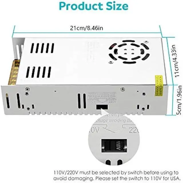 Alt view image 2 of 7 - Aclorol 36V 10A 360W Switching Convert Power Supply Universal Regulated AC Adapter for LED Strip Pixel Lights CCTV Camera Security System radio Computer Project