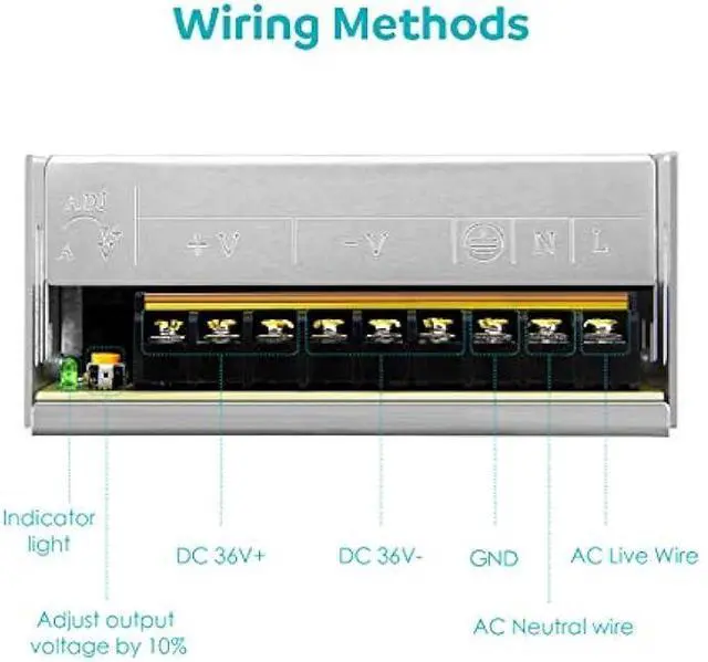 Alt view image 5 of 7 - Aclorol 36V 10A 360W Switching Convert Power Supply Universal Regulated AC Adapter for LED Strip Pixel Lights CCTV Camera Security System radio Computer Project