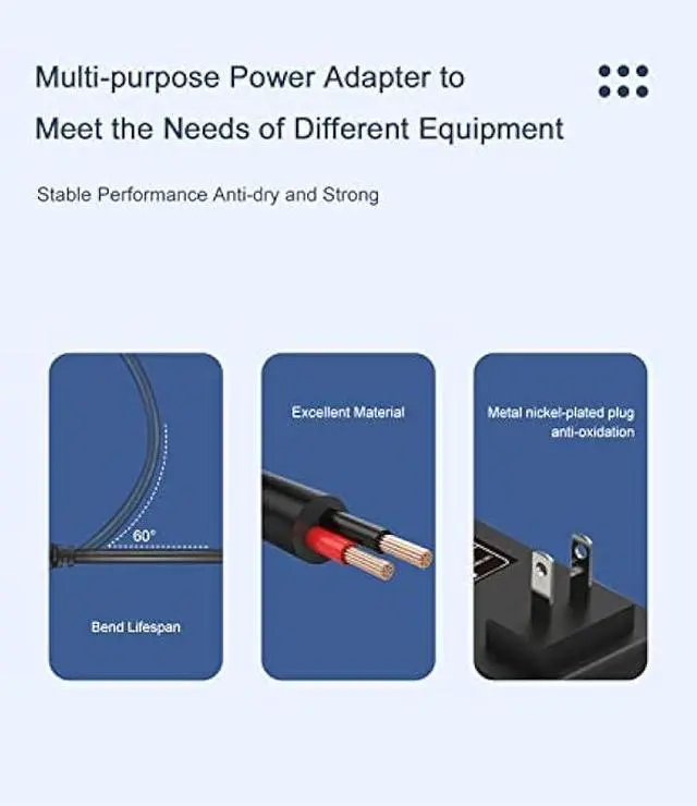 Alt view image 5 of 6 - 12V 2A Power Adapter AC Power Supply Cord 12 Volts 2 Amps Regulated Switching Charger with 8 Interchangeable DC Plug for 2000mA 1500mA 1000mA 900mA 850mA 800mA 700mA 600mA 500mA Equipment