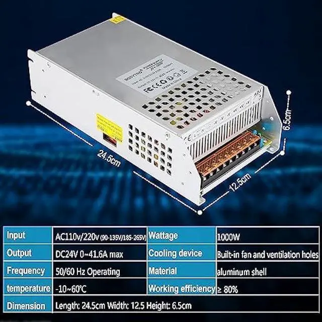 Alt view image 3 of 5 - DC 24V 41.6A 1000W Switching Power Supply SMPS AC 110V / 220V-DC 24V Transformer Adapter, for Medical Equipment,CNC,Computer Project of Industrial Power Supplies