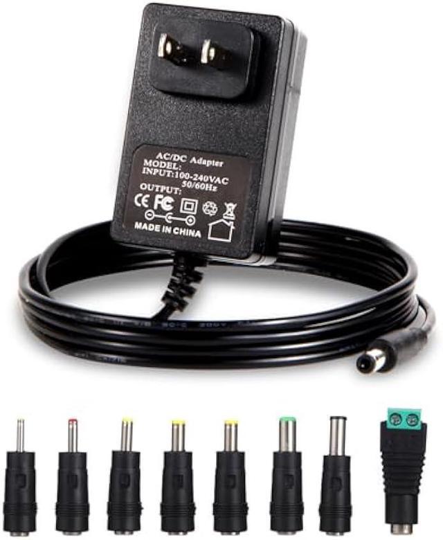 Main image of 9V Power Supply AC Adapter DC 9Volt Power Adapter Charger DC in 9V Power Cord with 8 Interchangeable DC Plug for 100mA 300mA 400mA 500mA 600mA 700mA 800mA 900mA 1000mA Equipment