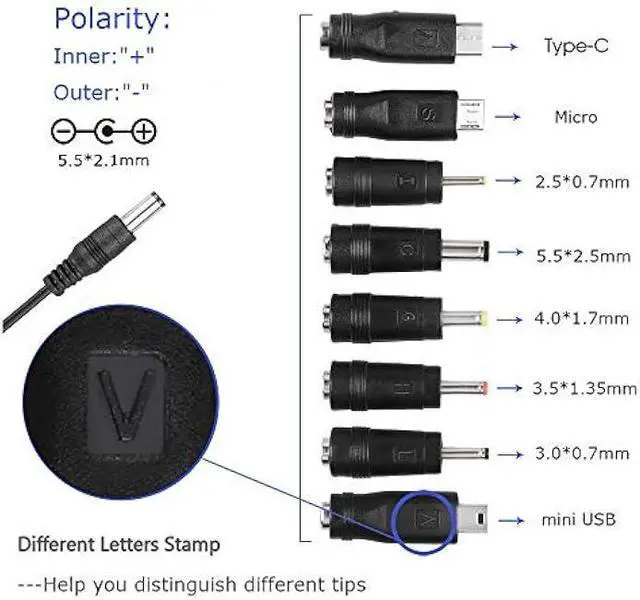Alt view image 3 of 5 - DC 5V 2A 2000mA Power Supply Cord Charger Multi Tips 10W AC Adapter with 8 Selectable Multiple Switching Connectors for TV Box LED Lights Strip Tablets Webcam Camera Speaker Router Transformer ect
