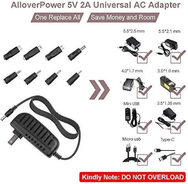 Alt view image 4 of 5 - DC 5V 2A 2000mA Power Supply Cord Charger Multi Tips 10W AC Adapter with 8 Selectable Multiple Switching Connectors for TV Box LED Lights Strip Tablets Webcam Camera Speaker Router Transformer ect