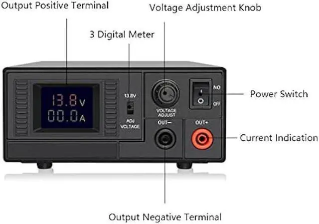 Alt view image 2 of 7 - Switching Power Supply DWC30WIN, Universal Compact 13.8 Volt DC 110V AC Home Lab AC-DC Converter Power Supply for CB/HAM Radio Mobile, Output Current 30A(Max), Liquid-Crystal Display