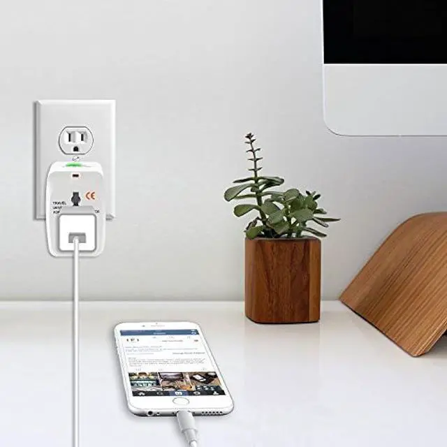 Alt view image 2 of 5 - Portable Worldwide Universal Power Adapter All in One International Out of Country Travel Wall Charger Plug for Wall Plug Input in USA EU UK France Italy Australia India Outlets by Cellet