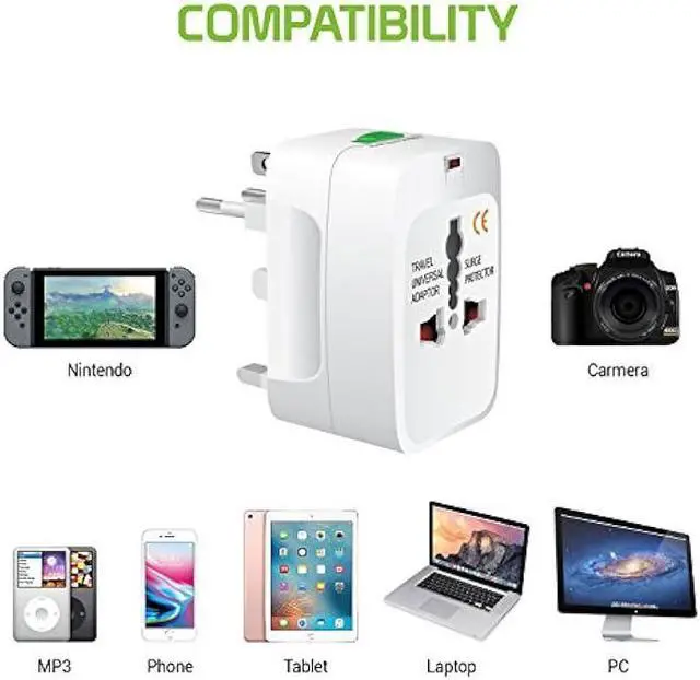 Alt view image 4 of 5 - Portable Worldwide Universal Power Adapter All in One International Out of Country Travel Wall Charger Plug for Wall Plug Input in USA EU UK France Italy Australia India Outlets by Cellet