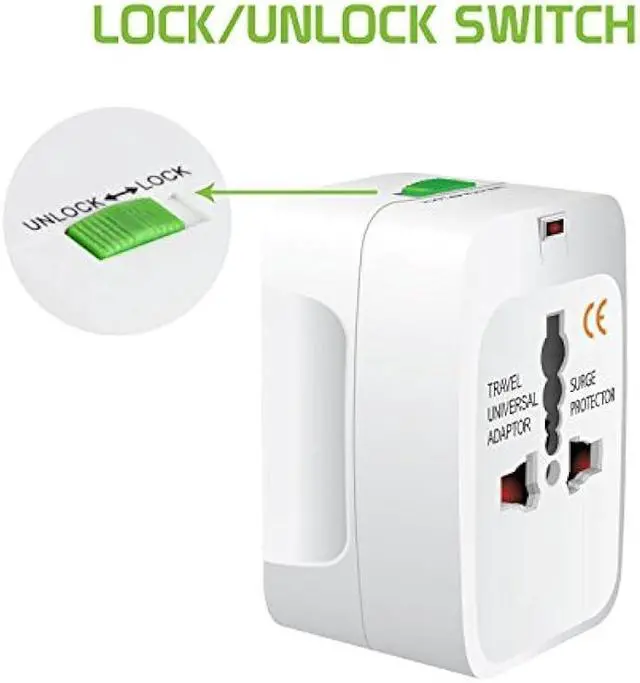 Alt view image 5 of 5 - Portable Worldwide Universal Power Adapter All in One International Out of Country Travel Wall Charger Plug for Wall Plug Input in USA EU UK France Italy Australia India Outlets by Cellet