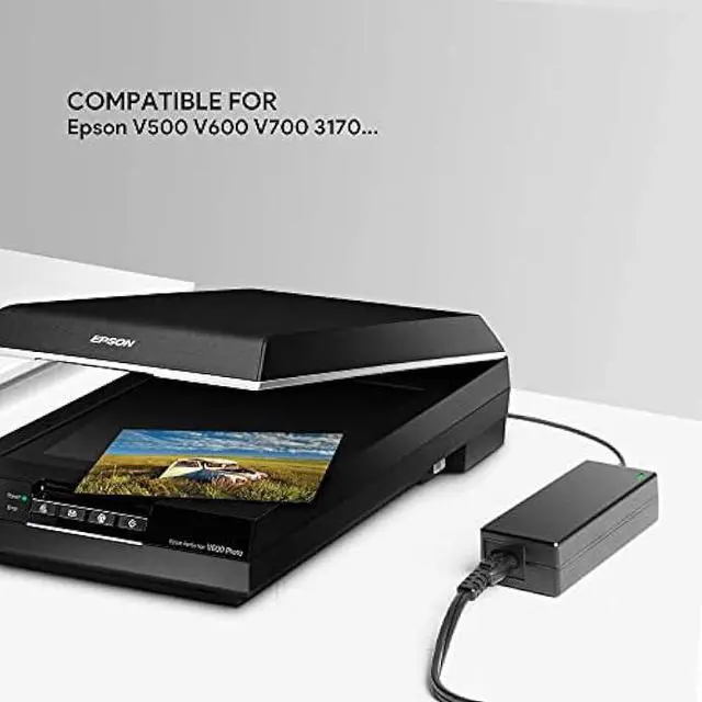Alt view image 2 of 6 - KFD AC Adapter for Epson FastFoto FF-680W FF-640 Epson Perfection Scanner V500 V600 V700 V750 V800 V850 3490 3590 4180 4490 Workforce ES-580W ES-400 ES-500W DS-530 DS-410 DS-510 GT-S50 Power Supply