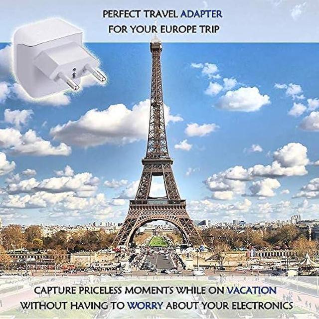 Alt view image 2 of 5 - Ceptics Turkey, Egypt, Iceland Travel Adapter Plug - Type C - Europe - 2 In 1 - Light Weight - Perfect for Cell Phones, Chargers, Cameras and More