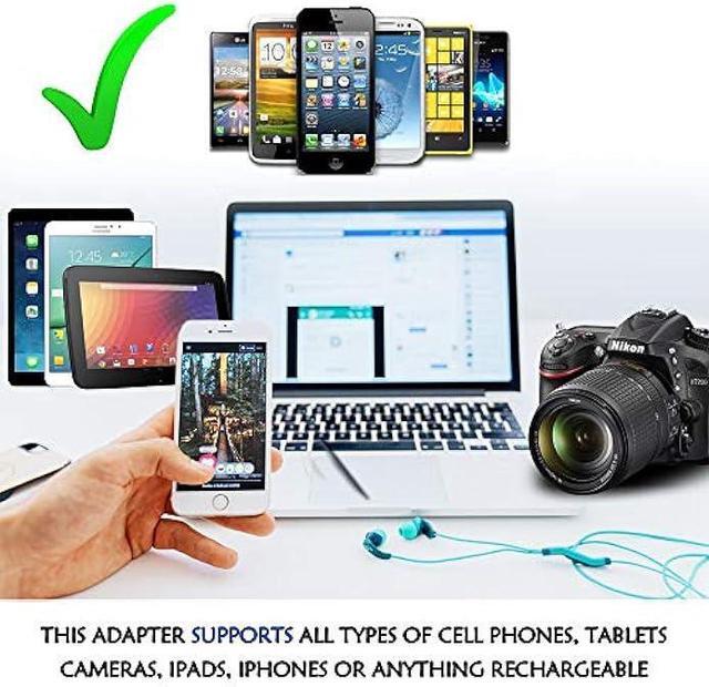 Alt view image 5 of 5 - Ceptics Turkey, Egypt, Iceland Travel Adapter Plug - Type C - Europe - 2 In 1 - Light Weight - Perfect for Cell Phones, Chargers, Cameras and More