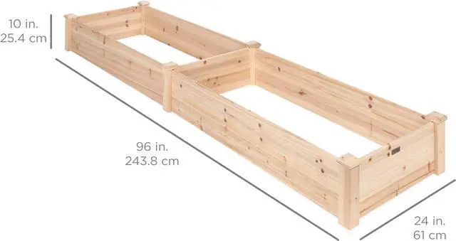 Alt view image 3 of 7 - Best Choice Products 8x2ft Outdoor Wooden Raised Garden Bed Planter for Vegetables, Grass, Lawn, Yard - Natural