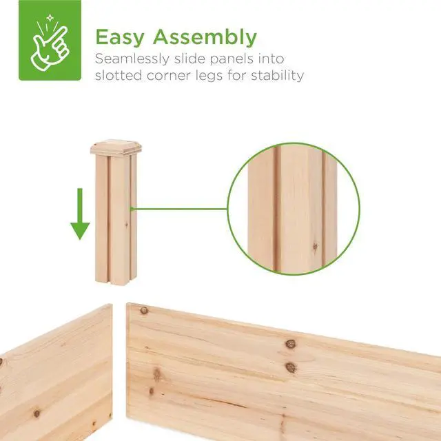 Alt view image 4 of 7 - Best Choice Products 8x2ft Outdoor Wooden Raised Garden Bed Planter for Vegetables, Grass, Lawn, Yard - Natural