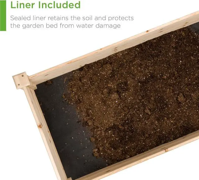 Alt view image 7 of 7 - Best Choice Products 8x2ft Outdoor Wooden Raised Garden Bed Planter for Vegetables, Grass, Lawn, Yard - Natural