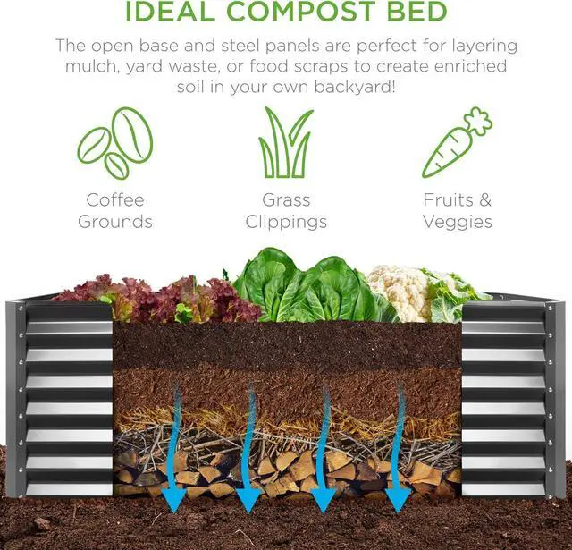 Alt view image 4 of 7 - Best Choice Products 6x3x2ft Outdoor Metal Raised Garden Bed, Deep Root Box Planter for Vegetables, Flowers, Herbs, and Succulents w/ 269 Gallon Capacity - Gray