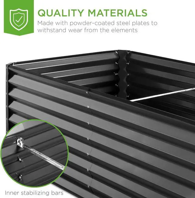 Alt view image 6 of 7 - Best Choice Products 6x3x2ft Outdoor Metal Raised Garden Bed, Deep Root Box Planter for Vegetables, Flowers, Herbs, and Succulents w/ 269 Gallon Capacity - Gray